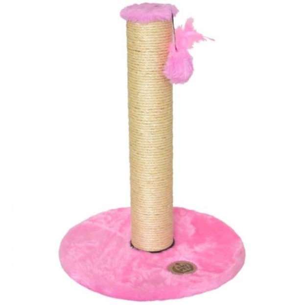 ARRANHADOR REDONDO GRANDE EM PELÚCIA LISA E SISAL COM 1 PLATAFORMA 40X53CM ROSA