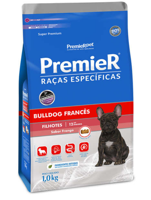 Ração Seca Premier Pet Raças Específicas Bulldog Francês para Cães Filhotes 1kg