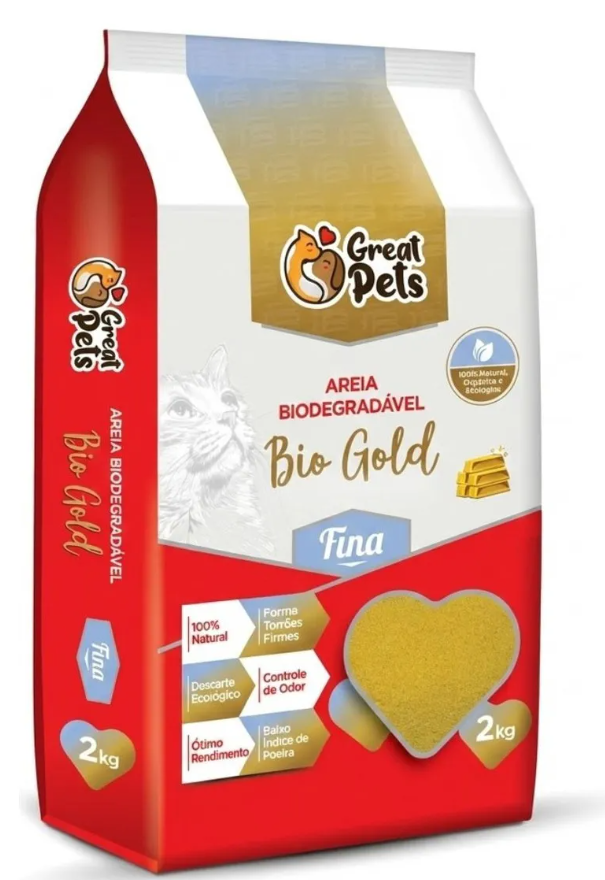 AREIA BIODEGRADAVEL MILHO - BIO GOLD FINA 2KG