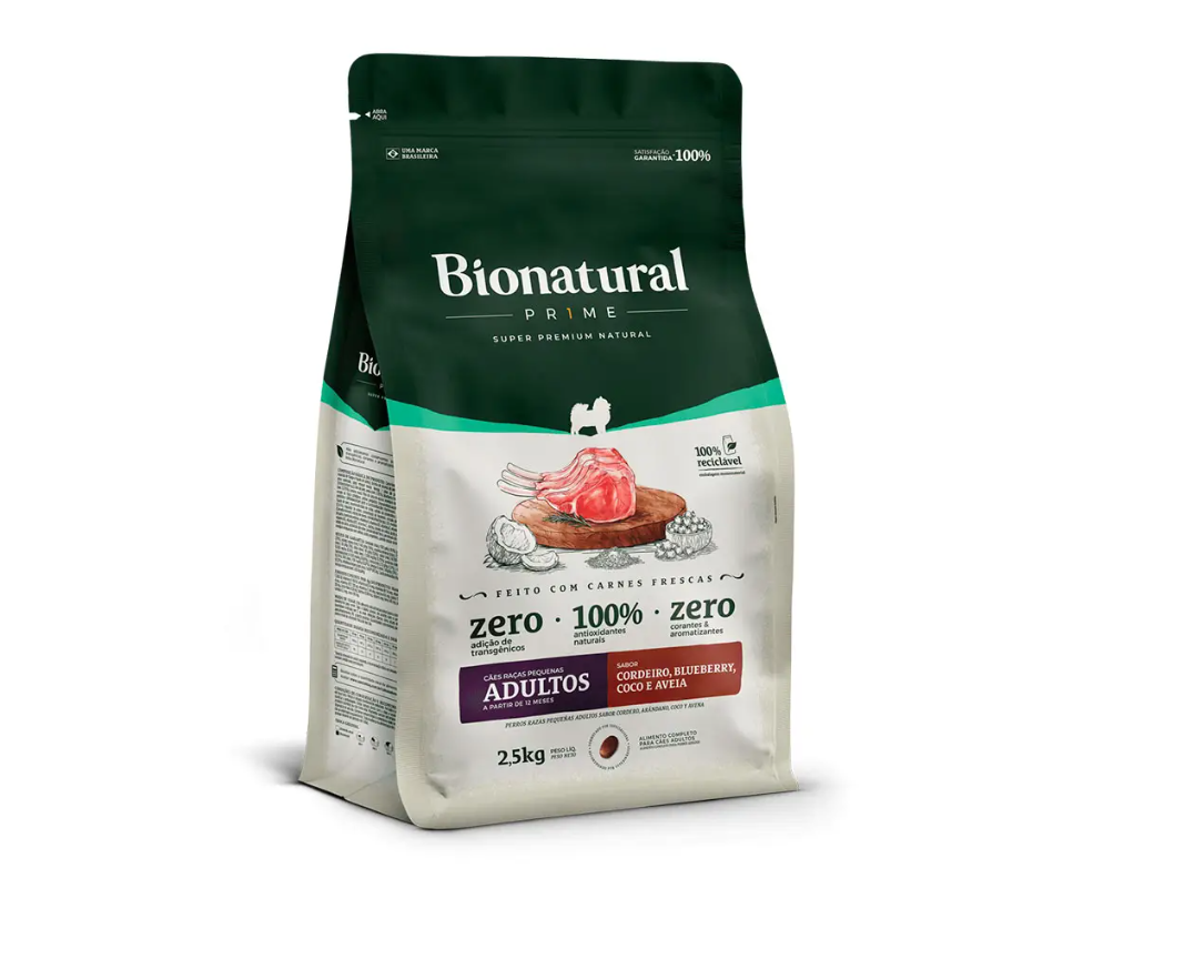 BIONATURAL CÃES RAÇA PEQUENA ADULTO - CORDEIRO (2,5KG)