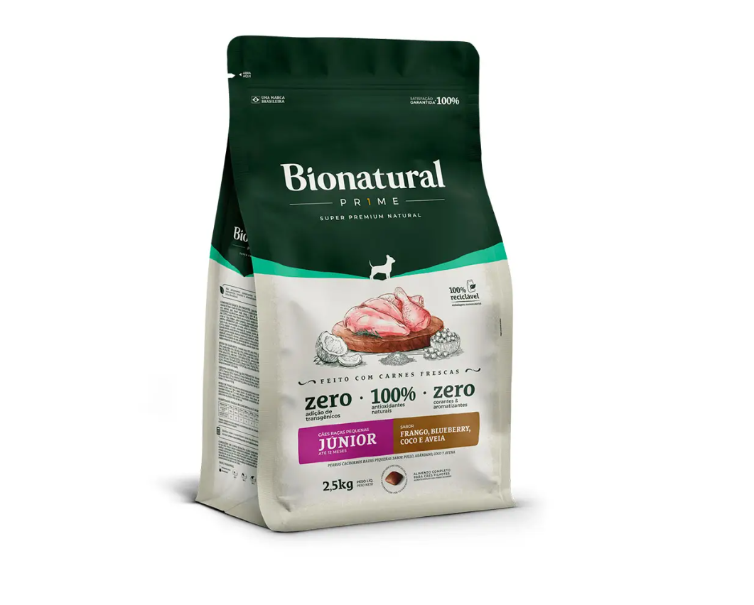 BIONATURAL CÃES RAÇA PEQUENA JÚNIOR - FRANGO (2,5KG)