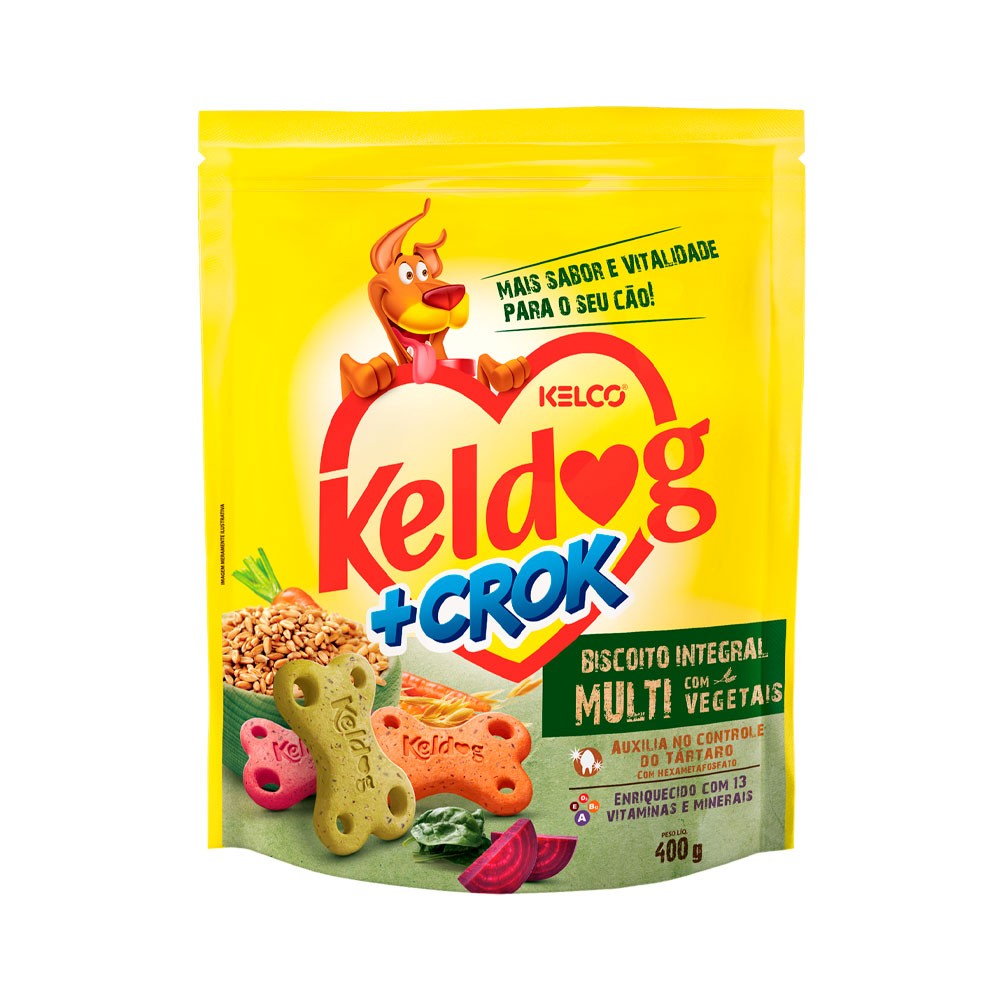 BISCOITO INTEGRAL KELDOG +CROK 400G - MULTI VEGETAIS, CÃES