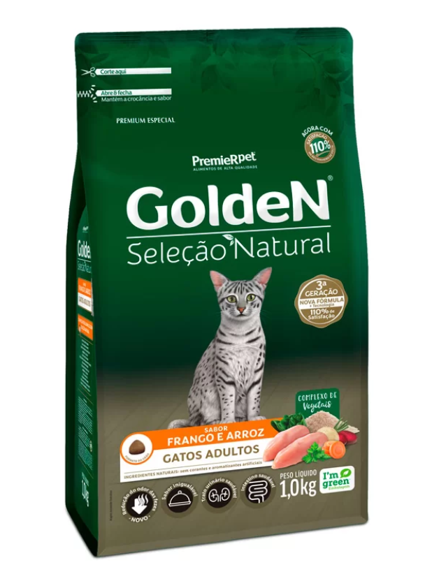 GOLDEN SELEÇÃO NATURAL GATOS ADULTOS 1 KG