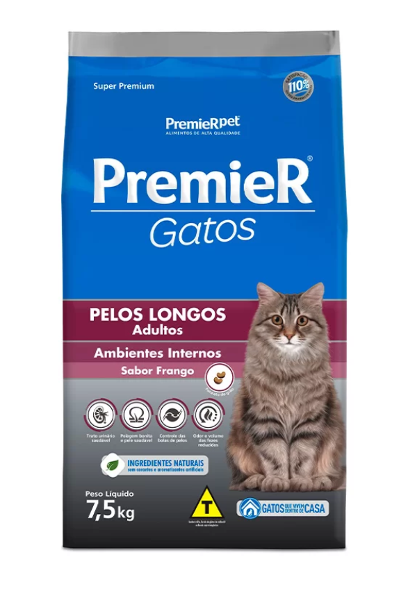 PREMIER AMB. INT. GATO AD. PELO LONGO FGO 7,5 KG