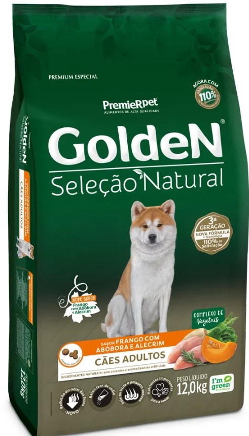 GOLDEN SELEÇÃO NATURAL CAES ADULTOS ABOBORA 12KG