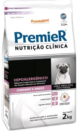 RAÇÃO PREMIER RAÇAS PEQUENAS CLINICA HIPOALERGÊNICA CORDEIRO E ARROZ 2 KG