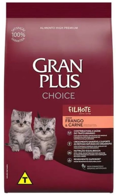 GRAN PLUS CHOICE GATOS FILHOTES FRANGO E CARNE 10,1KG