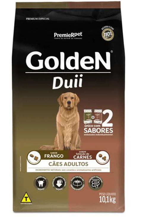 GOLDEN DUII CAES ADULTO FRANGO E CARNE 10KG