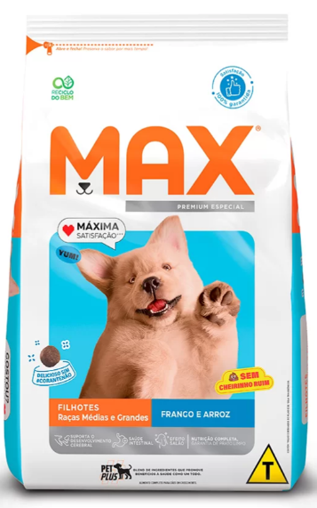 MAX CAES FILHOTES FRANGO E ARROZ 15KG