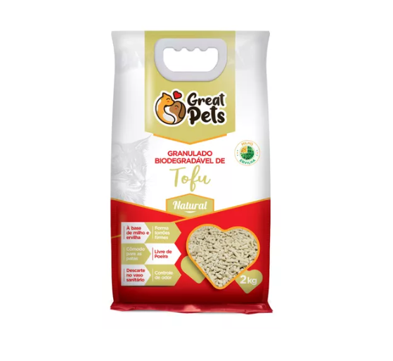 AREIA GREAT PETS BIODEGRADÁVEL TOFU - NATURAL (02KG)