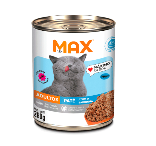 MAX CAT ADULTO PATÊ - ATUM E SARDINHA (280G)