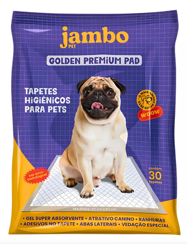 TAPETE HIGIENICO GOLDEN PREMIUM 80X60CM COM 30 UNIDADES