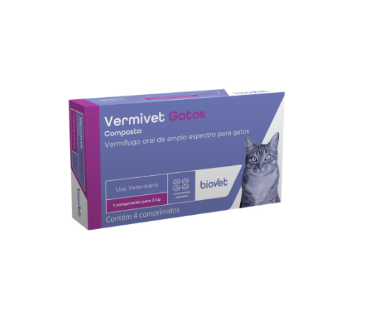 VERMIVET GATOS - 300MG (4 COMPRIMIDOS)