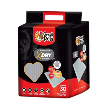 TAPETE HIGIENICO GREATPETS X-DRY 30UN - 80X60 cm