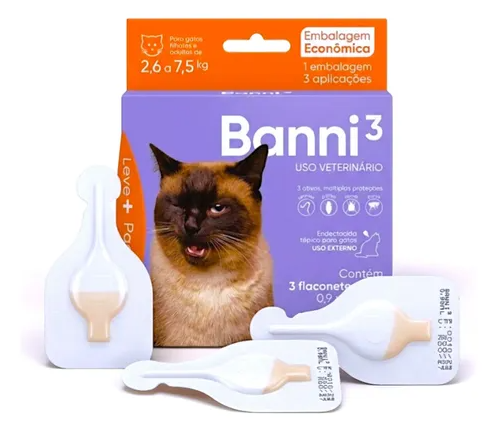 BANNI 3 GATOS de 2,6kg a 7,5kg  C/ 3 FLACONETES 90 ML