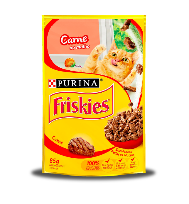 FRISKIES SACHÊ PARA GATOS ADULTOS CARNE AO MOLHO 85G