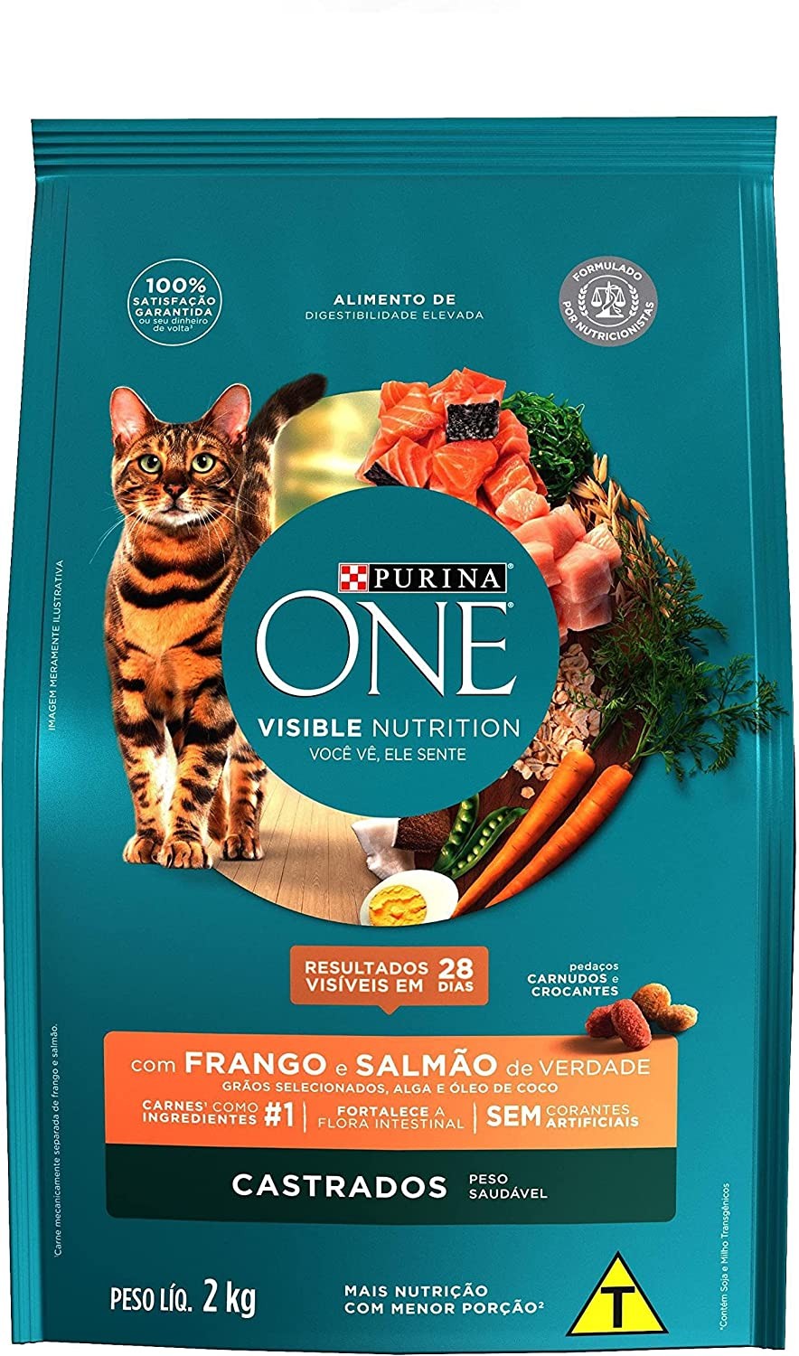 PURINA ONE GATOS CASTRADO FRANGO E SALMÃO 2KG