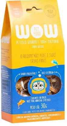 WOW PETISCO NATURAL PARA GATOS PEIXE COM ERVAS FINAS 30G