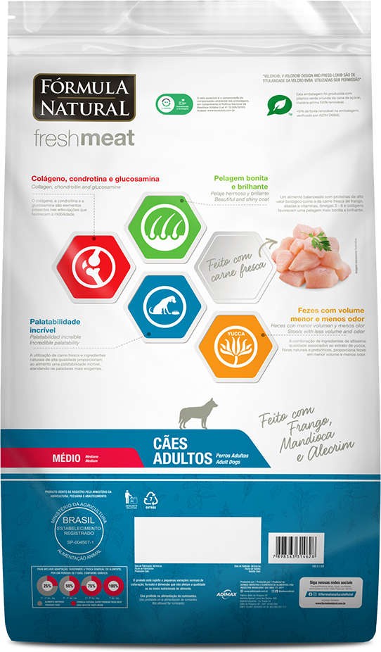 FÓRMULA NATURAL FRESH MEAT, ADULTOS PORTE MÉDIO (12KG)