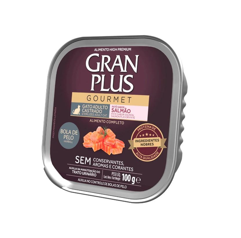 PATÊ GRAN PLUS GOURMET, GATO CASTRADO - SALMÃO (100g)