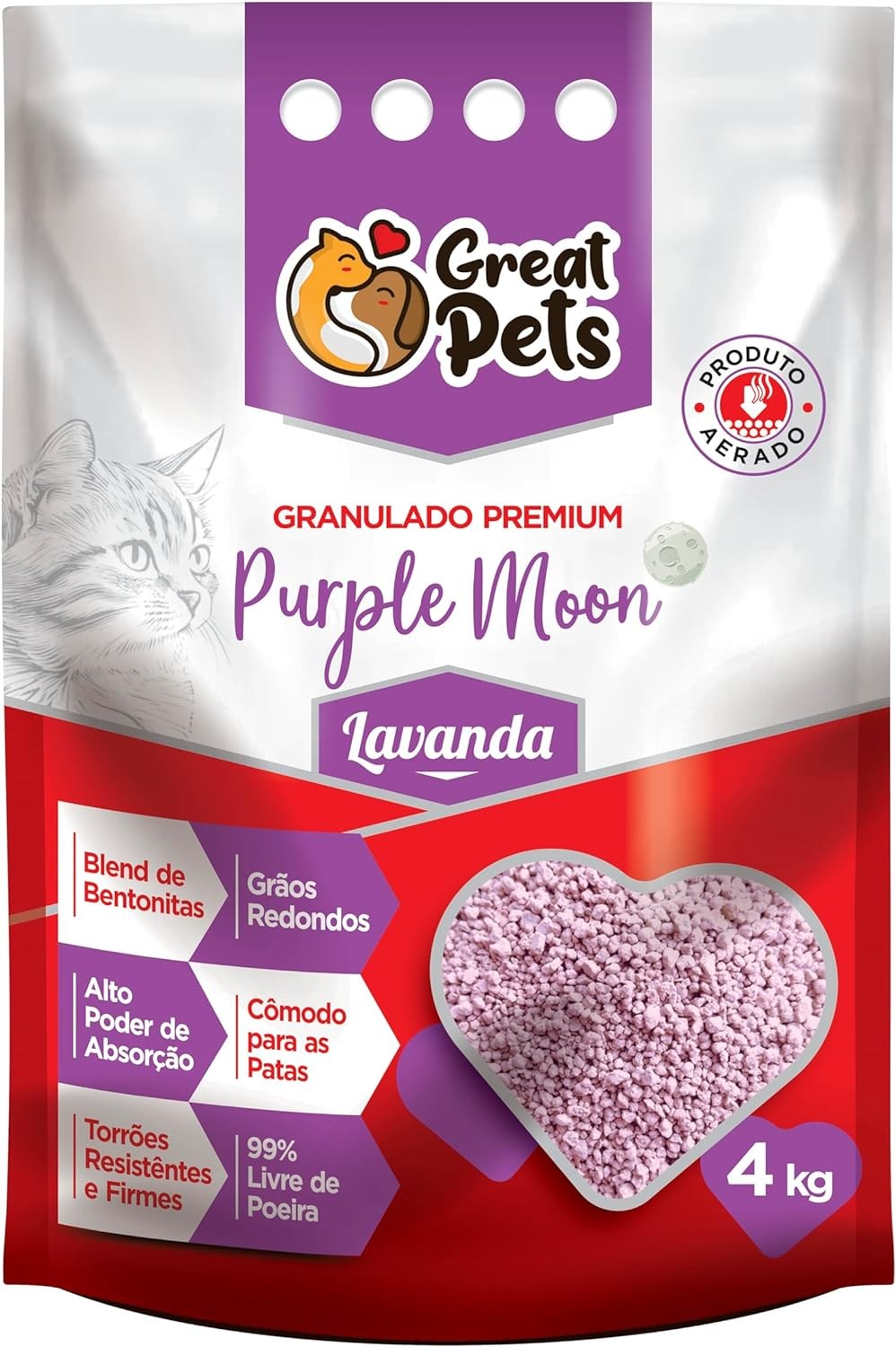 GRANULADO PURPLE MOON LAVANDA, GREAT PETS (4KG)