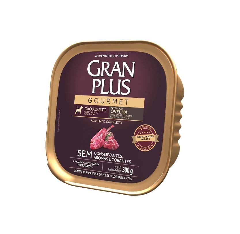 PATÊ GRAN PLUS GOURMET, CÃO ADULTO - OVELHA (300g)