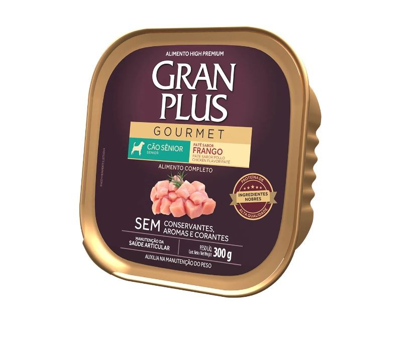 PATÊ GRAN PLUS GOURMET, CÃO SÊNIOR - FRANGO (300g)