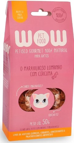 WOW PETISCO NATURAL PARA GATOS LOMBINHO COM CURCUMA 50G