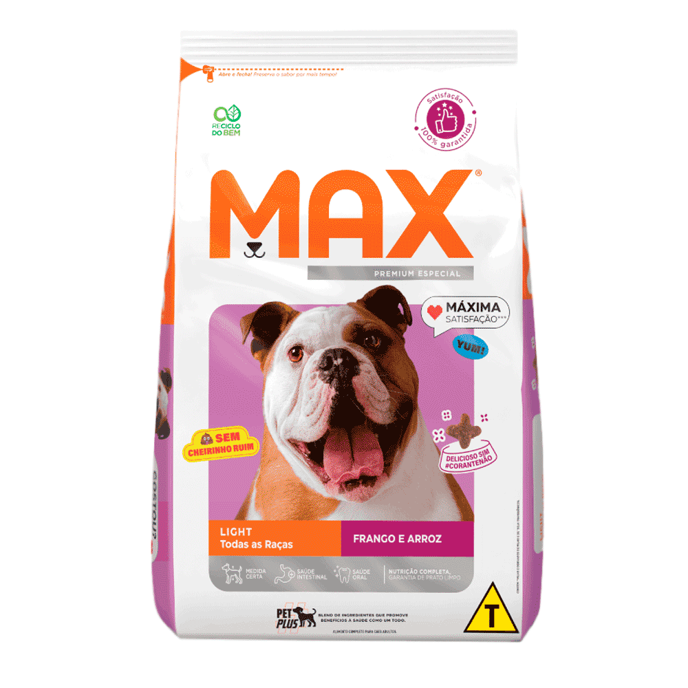 MAX CÃES LIGHT, FRANGO E ARROZ - 3KG