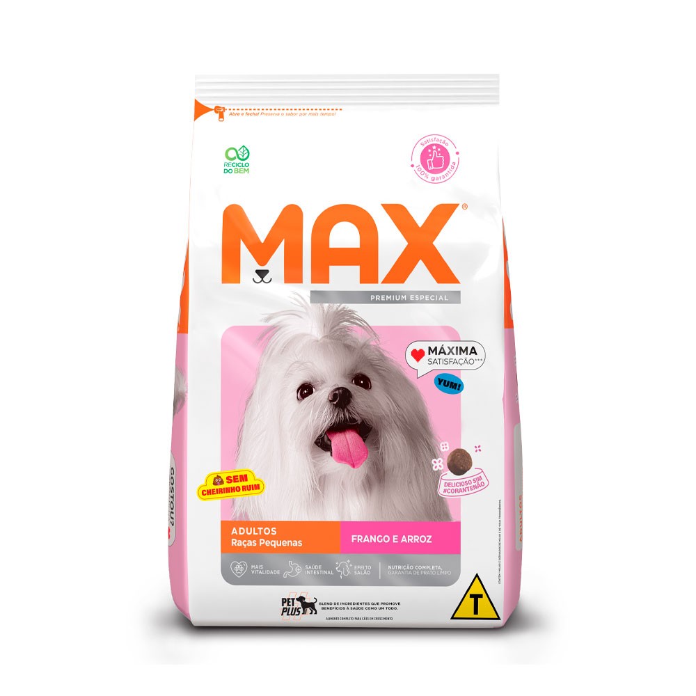 MAX CÃES, RAÇA PEQUENA, ADULTO - FRANGO E ARROZ (10,1KG)