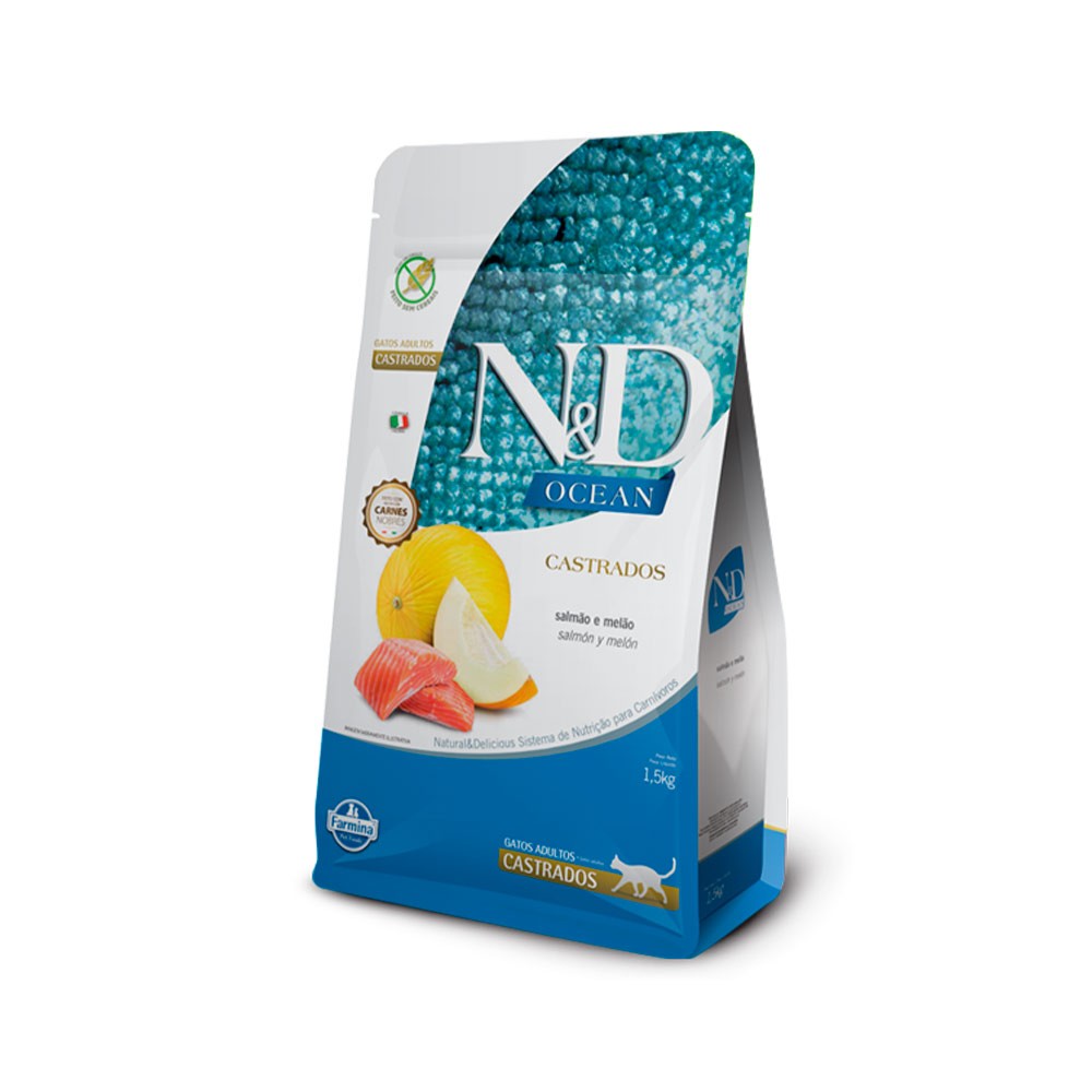 ND OCEAN, GATOS ADULTOS CASTRADOS - SALMÃO (1,5KG)