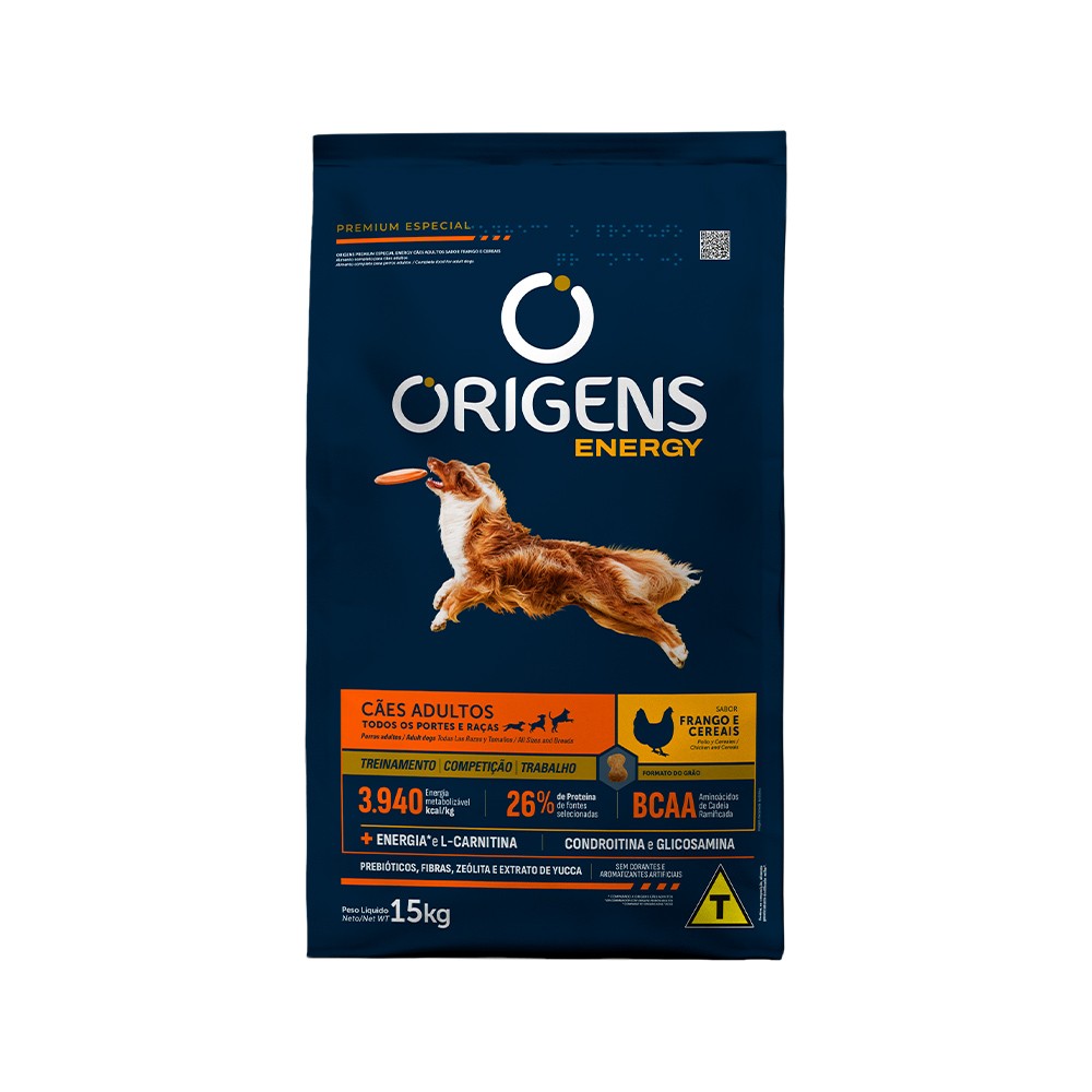 ORIGENS ENERGY, CÃES ADULTOS - FRANGO (15KG)
