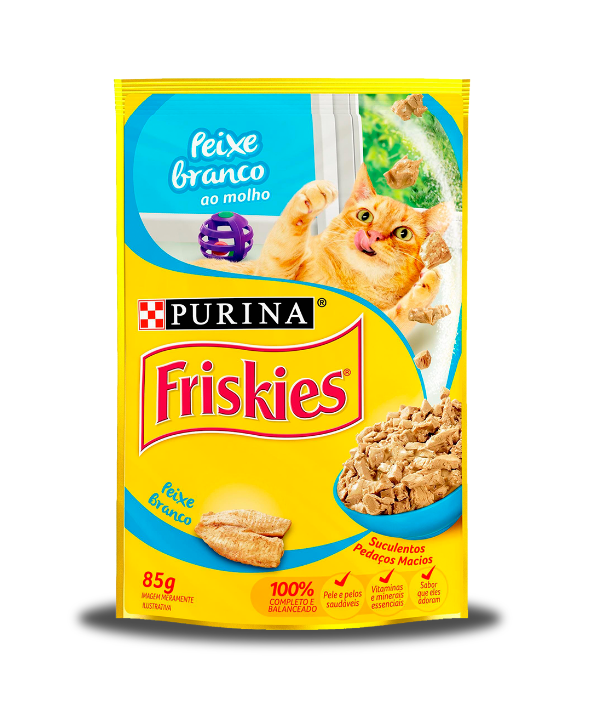 FRISKIES SACHÊ PARA GATOS ADULTOS PEIXE BRANCO AO MOLHO 85G