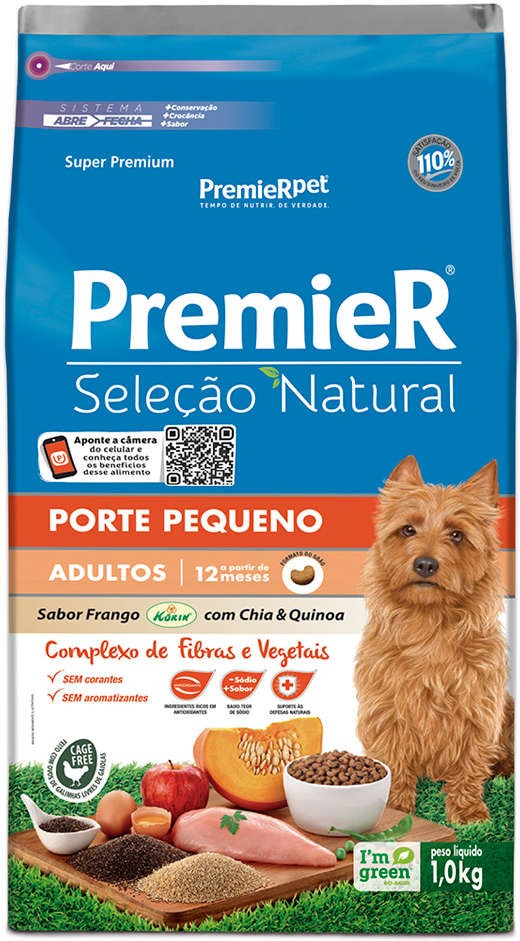 PREMIER SELEÇÃO NATURAL ADULTO RAÇA PEQUENA - CHIA E QUINOA, 1KG