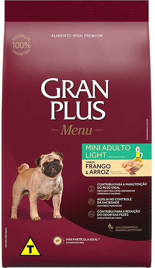 RAÇÃO GRAN PLUS MENU MINI ADULTO LIGHT FRANGO/ARROZ 3 KG
