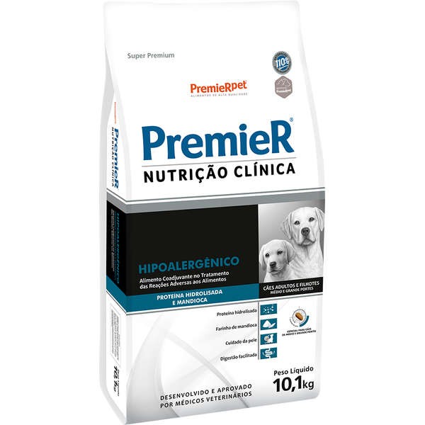 PREMIER NUTRIÇÃO CLINICA CAES HIPOALERGENICA HIDROLIZADA MEDIO/ GRANDE 10,1KG