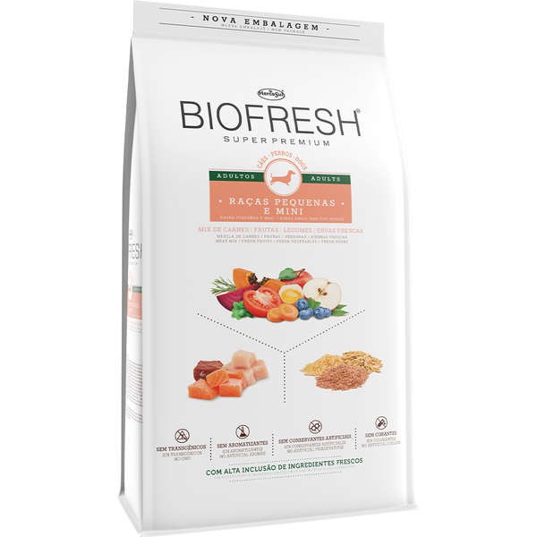 BIOFRESH MIX DE CARNE, FRUTAS, LEGUMES E ERVAS FRESCAS CÃES ADULTOS DE RACAS  PEQUENAS E MINIS