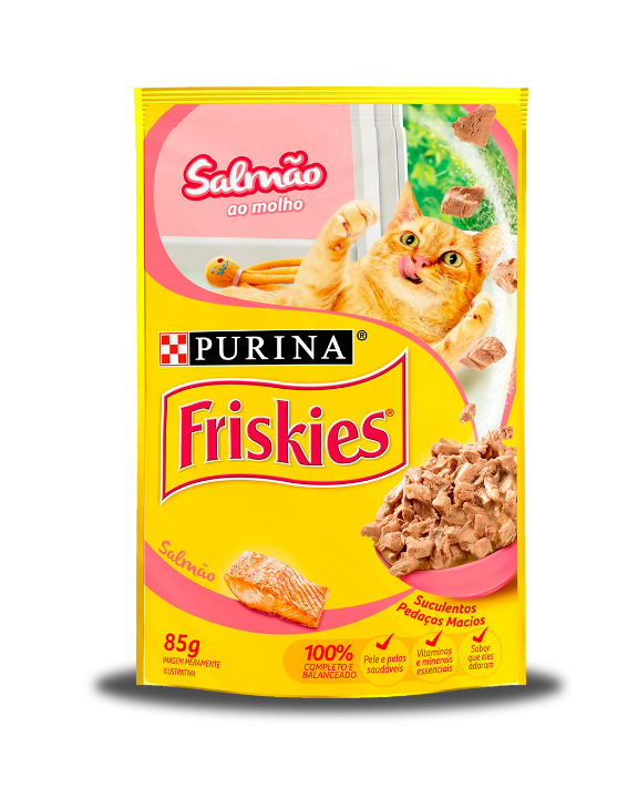 FRISKIES SACHÊ PARA GATOS ADULTOS SALMÃO AO MOLHO 85G