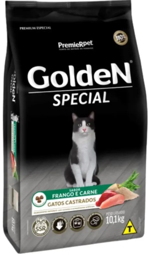 GOLDEN SPECIAL FRANGO E CARNE GATOS CASTRADOS 10,1KG