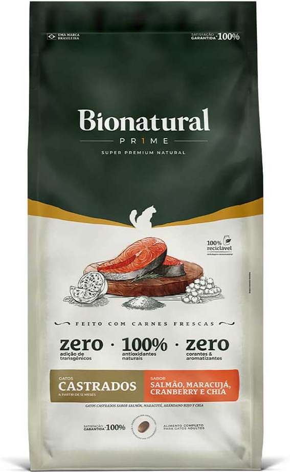 BIONATURAL GATOS CASTRADOS SALMÃO (20KG)