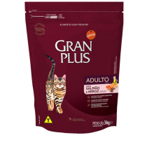 RAÇÃO GRAN PLUS GATO ADULTO SALMÃO/ARROZ 3KG