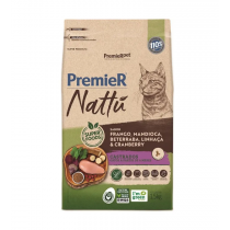 RAÇÃO PREMIER NATTU GATOS CASTRADOS SABOR MANDIOCA 1,5KG