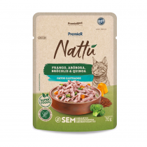 SACHÊ PREMIER NATTU, GATOS CASTRADOS - FRANGO, ABÓBORA, BRÓCOLIS E QUINOA (70G)